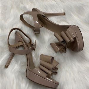 Valentino Garavani patent peep toe bow heels